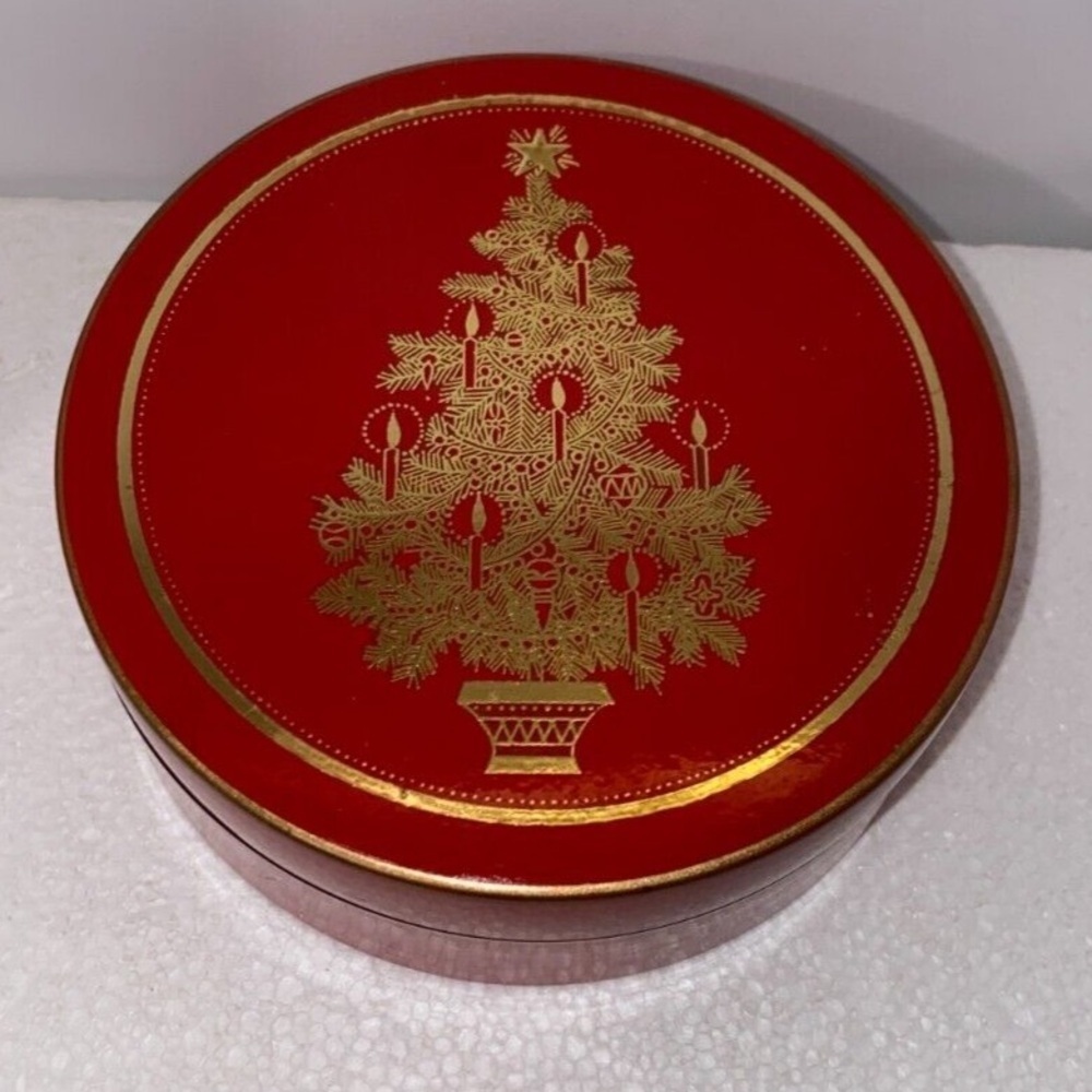Otagiri Japan Red Gold Melamine Lacquer Christmas Tree Holiday Coaster Set T29